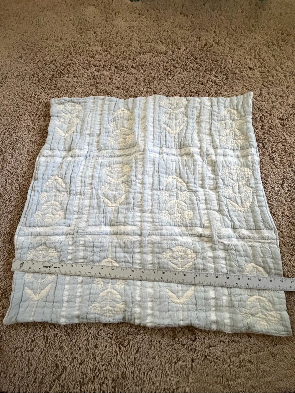 New Anthropologie cotton Parker floral woven quilted euro sham blue cover